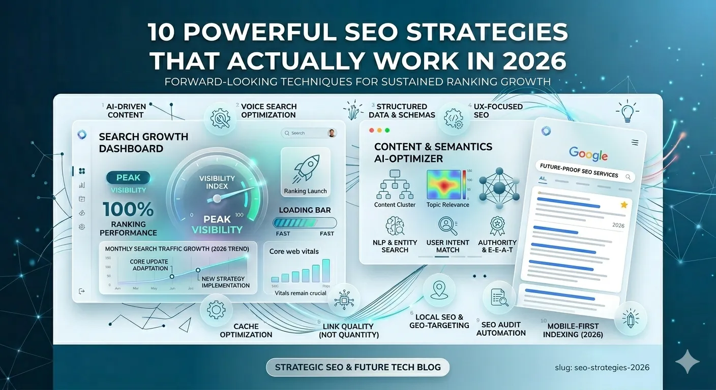 10 Powerful SEO Strategies That Actually Work in 2026 — SEO Strategy article cover